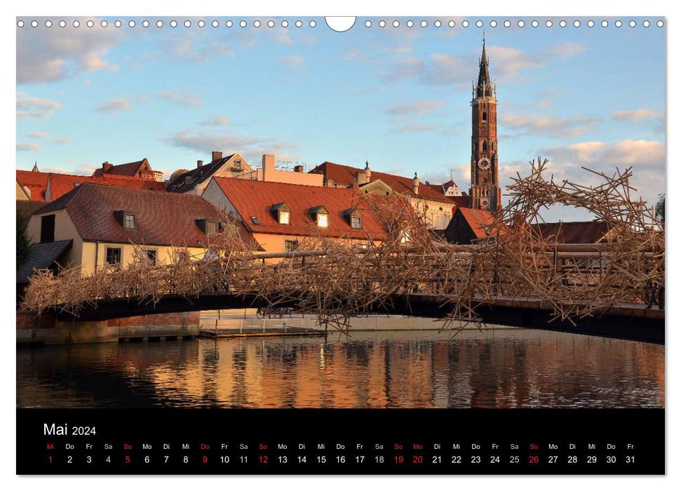 Landshut de jour comme de nuit (calendrier mural CALVENDO 2024) 