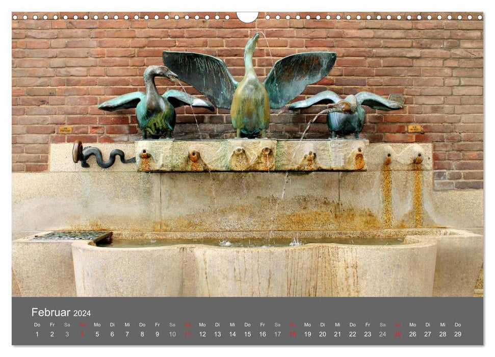 Large fountains and water features in Düsseldorf (CALVENDO wall calendar 2024) 