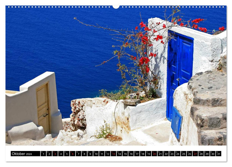 Inselhüpfen Kykladen Santorini - Naxos - Paros - Mykonos (CALVENDO Wandkalender 2024)