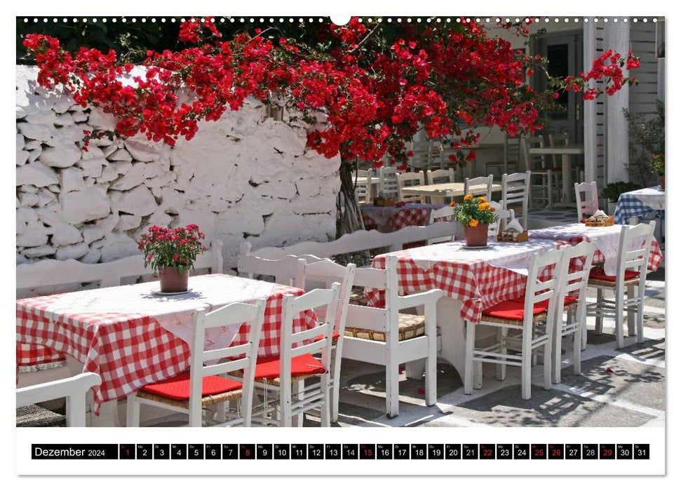 Island hopping Cyclades Santorini - Naxos - Paros - Mykonos (CALVENDO wall calendar 2024) 