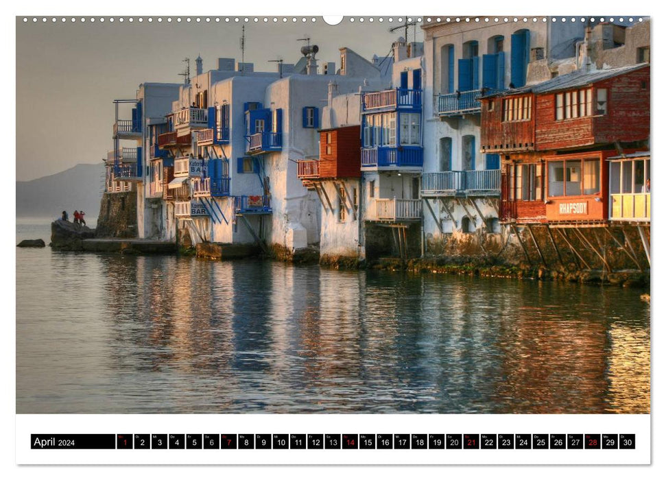 Island hopping Cyclades Santorini - Naxos - Paros - Mykonos (CALVENDO wall calendar 2024) 