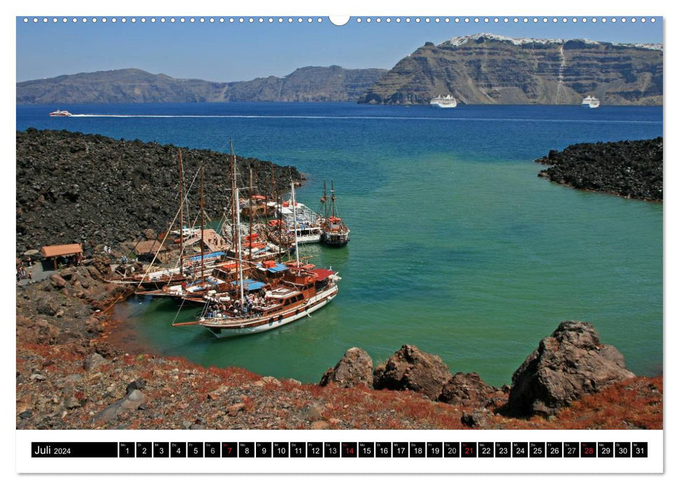 Island hopping Cyclades Santorini - Naxos - Paros - Mykonos (CALVENDO wall calendar 2024) 