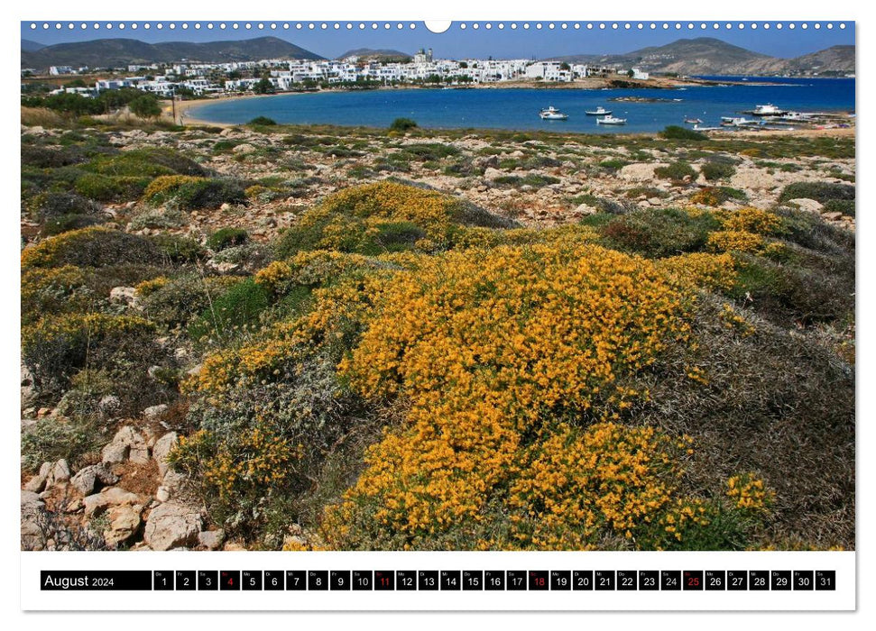 Island hopping Cyclades Santorini - Naxos - Paros - Mykonos (CALVENDO wall calendar 2024) 