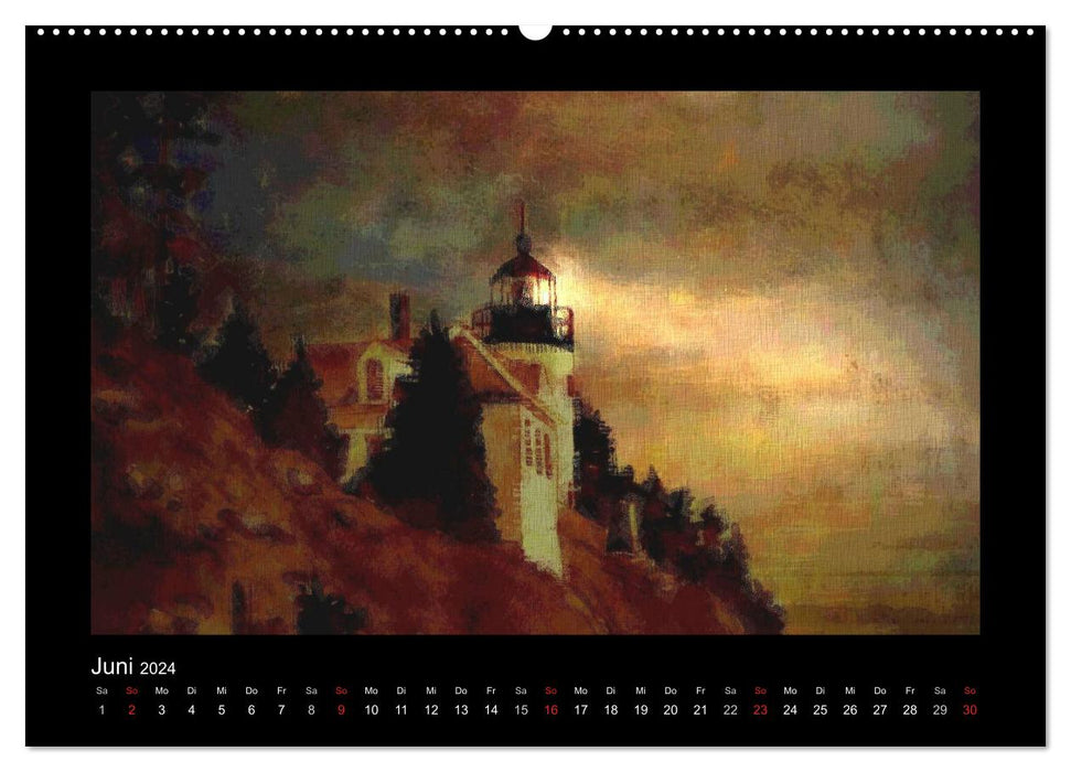 Leuchttürme bei Nacht (CALVENDO Premium Wandkalender 2024)