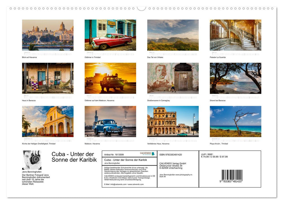 Cuba - Sous le soleil des Caraïbes (Calvendo Premium Wall Calendar 2024) 