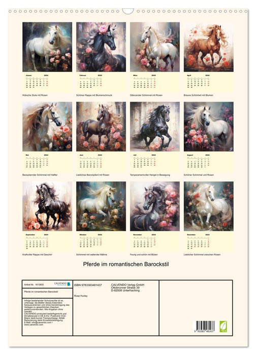 Pferde im romantischen Barockstil (CALVENDO Wandkalender 2024)