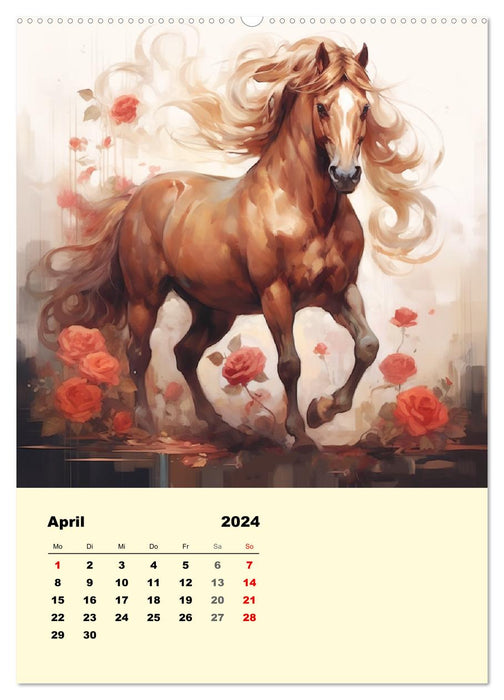 Pferde im romantischen Barockstil (CALVENDO Wandkalender 2024)