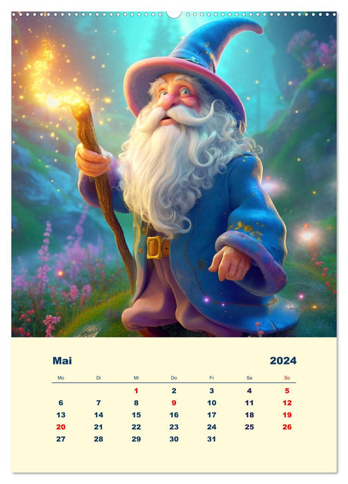 Terre magique. Créatures mythiques colorées et personnages de contes de fées (calendrier mural CALVENDO 2024) 