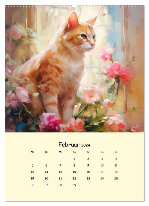 Lovely cats. Grace and dignity with flowers (CALVENDO wall calendar 2024) 