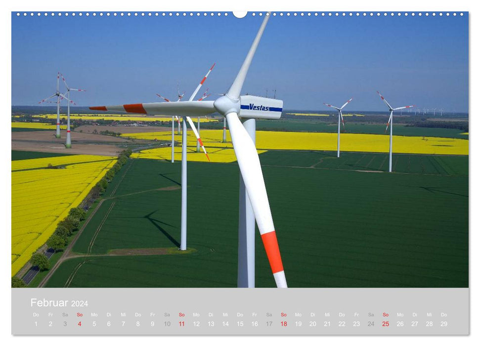 Windkraftanlagen aus der Luft fotografiert (CALVENDO Premium Wandkalender 2024)