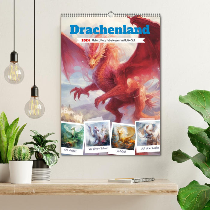 Dragonland. Dreaded mythical creatures in Gothic style (CALVENDO wall calendar 2024) 