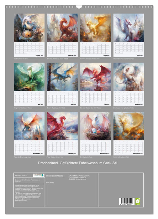 Dragonland. Dreaded mythical creatures in Gothic style (CALVENDO wall calendar 2024) 