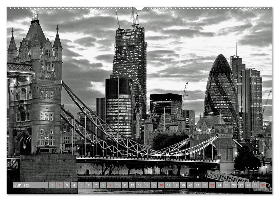 London in Schwarz-Weiß (CALVENDO Premium Wandkalender 2024)