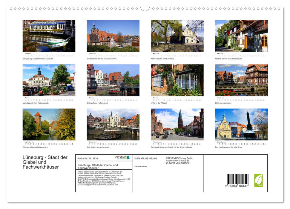 Lüneburg - Stadt der Giebel und Fachwerkhäuser (CALVENDO Premium Wandkalender 2024)