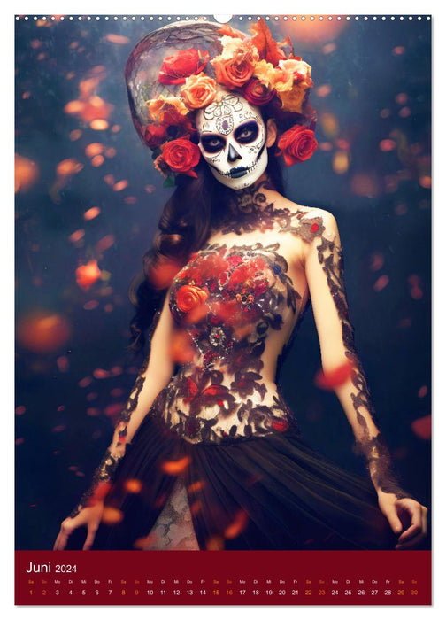 Dia de Muertos Kreative Porträts in Festanlehnung (CALVENDO Wandkalender 2024)