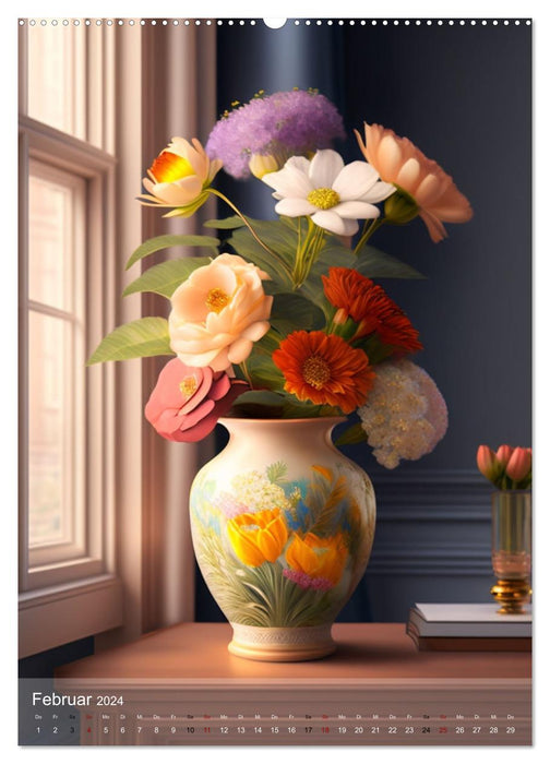 Bouquets de fleurs abstraits (Calendrier mural CALVENDO 2024) 