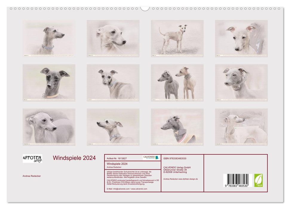 Windspiele 2024 (CALVENDO Premium Wandkalender 2024)