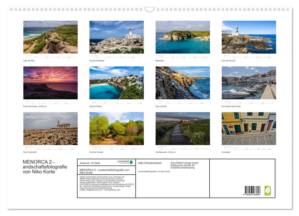 MENORCA 2 - landscape photographs by Niko Korte (CALVENDO wall calendar 2024) 