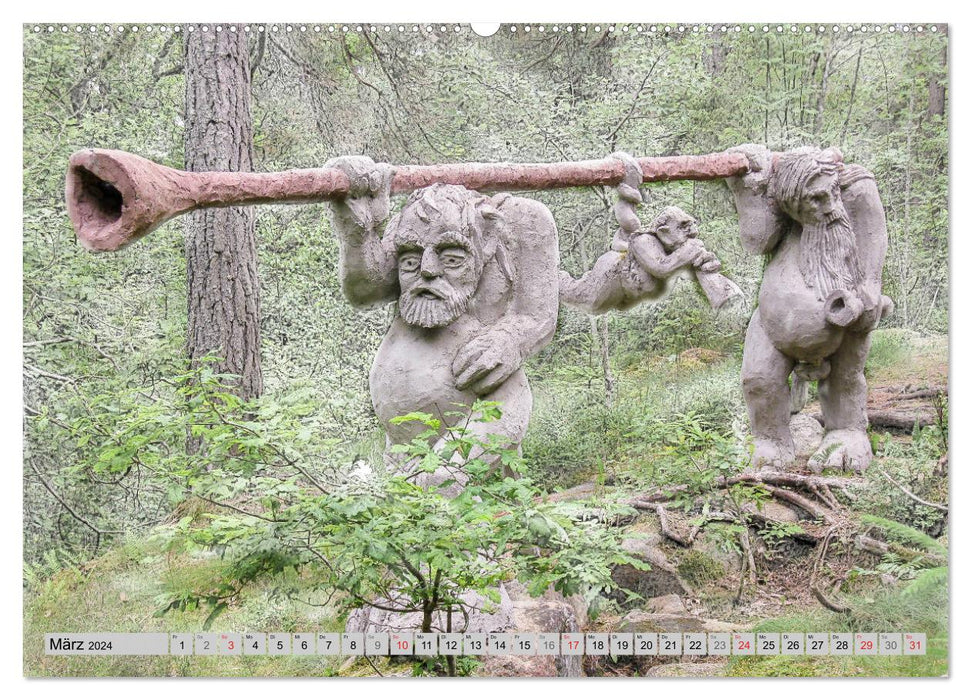 The Trolls of Gamleby - Sweden - Sculptures by Jan Pol (CALVENDO Premium Wall Calendar 2024) 