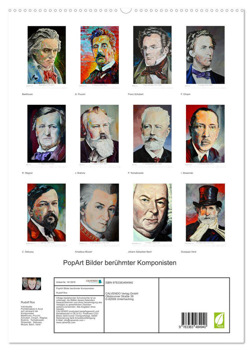 PopArt Bilder berühmter Komponisten (CALVENDO Premium Wandkalender 2024)