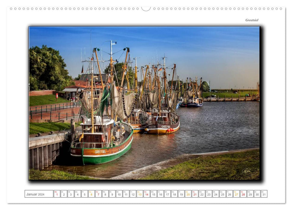 East Frisia - the enchanting old harbors (CALVENDO Premium Wall Calendar 2024) 