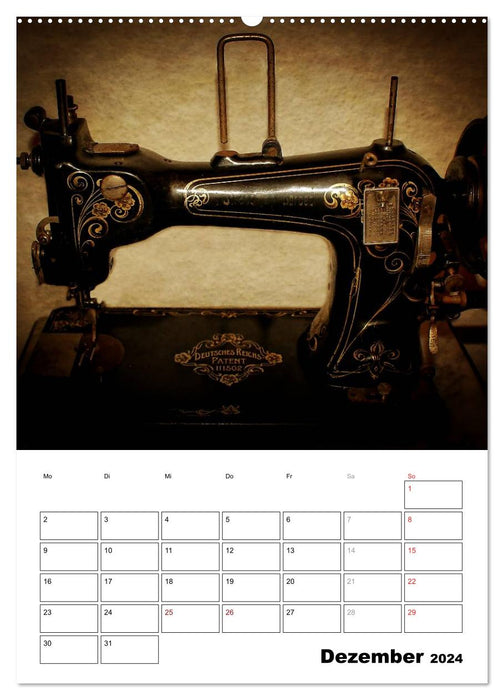 Stitch by stitch views of an old sewing machine (CALVENDO Premium Wall Calendar 2024) 