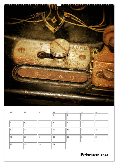 Stitch by stitch views of an old sewing machine (CALVENDO Premium Wall Calendar 2024) 