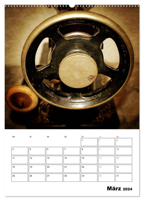 Stich für Stich-Ansichten einer alten Nähmaschine (CALVENDO Premium Wandkalender 2024)