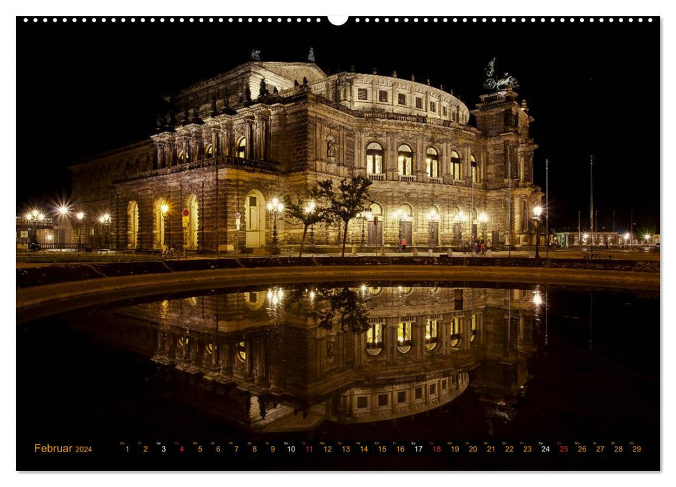 One Night in Dresden (CALVENDO Premium Wall Calendar 2024) 