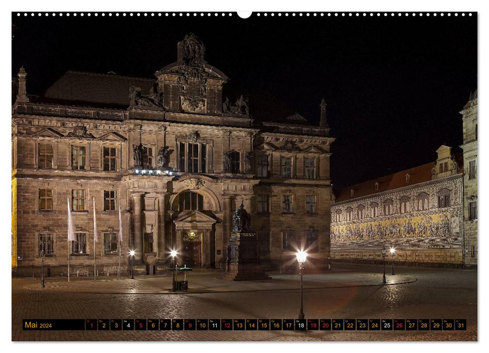 Eine Nacht in Dresden (CALVENDO Premium Wandkalender 2024)