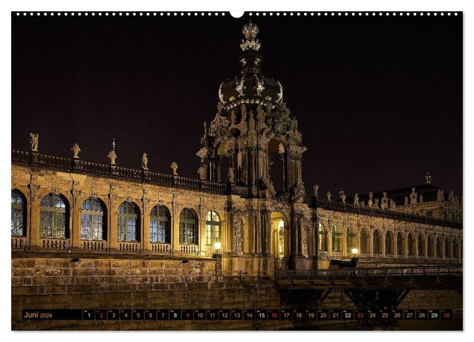 Eine Nacht in Dresden (CALVENDO Premium Wandkalender 2024)
