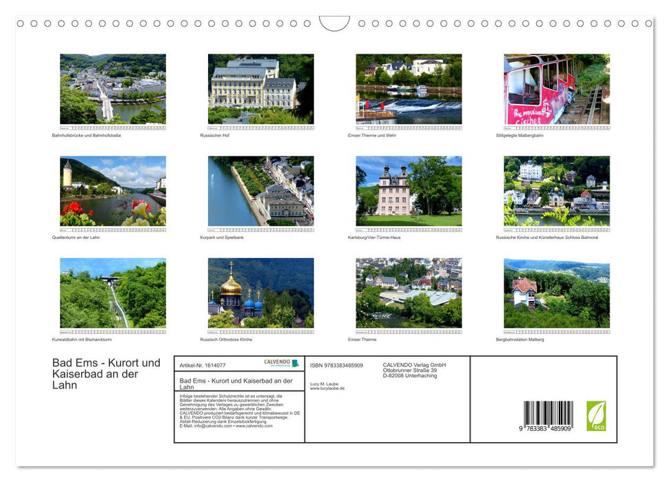 Bad Ems - health resort and imperial spa on the Lahn (CALVENDO wall calendar 2024) 