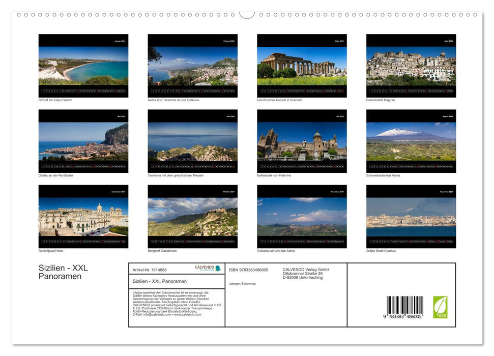 Sicily - XXL panoramas (CALVENDO Premium Wall Calendar 2024) 