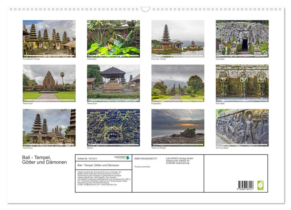 Bali - Temples, Gods and Demons (CALVENDO Wall Calendar 2024) 