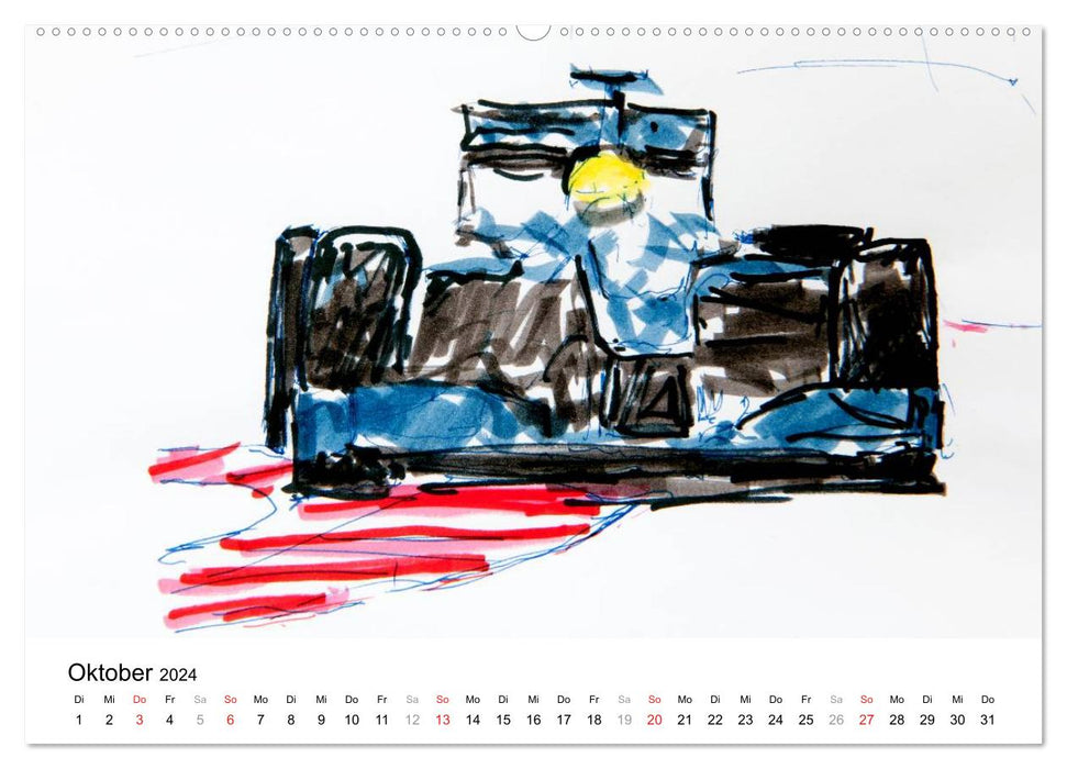 Illustrationen Formel 1 Rennwagen (CALVENDO Premium Wandkalender 2024)