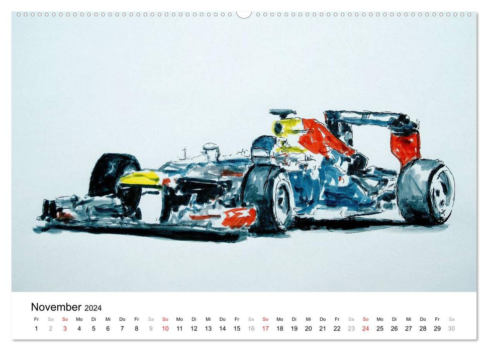 Illustrationen Formel 1 Rennwagen (CALVENDO Premium Wandkalender 2024)