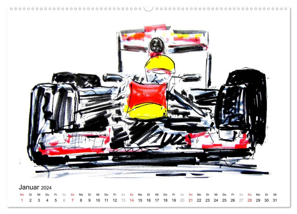 Illustrationen Formel 1 Rennwagen (CALVENDO Premium Wandkalender 2024)