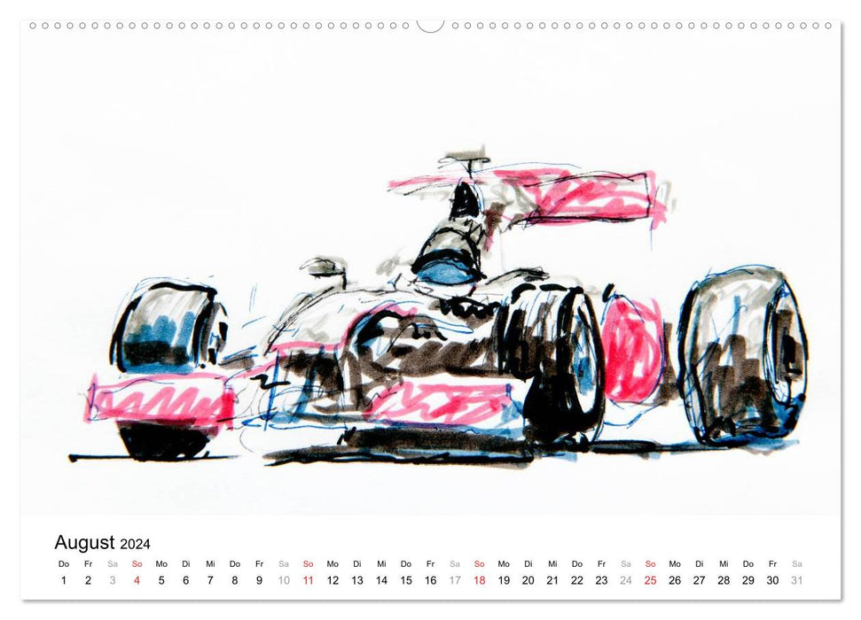 Illustrations Formula 1 racing car (CALVENDO Premium Wall Calendar 2024) 