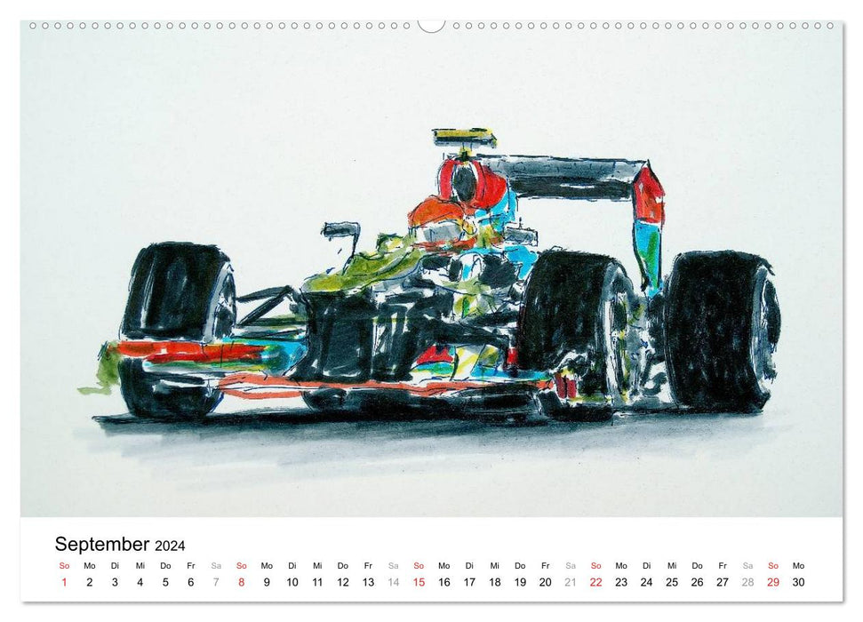 Illustrationen Formel 1 Rennwagen (CALVENDO Premium Wandkalender 2024)