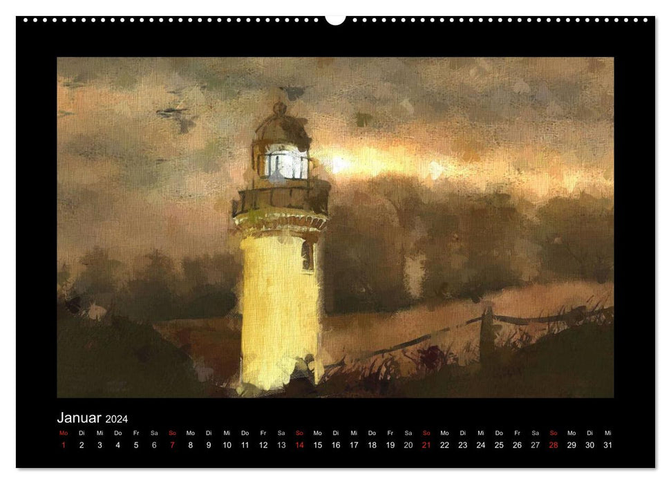 Leuchttürme bei Nacht (CALVENDO Wandkalender 2024)