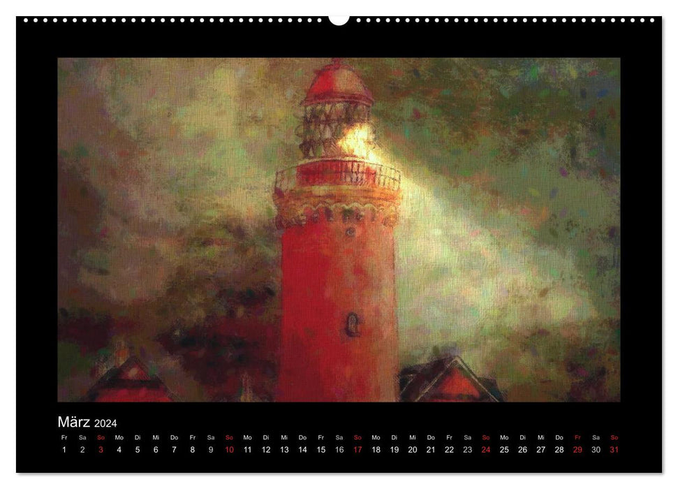 Lighthouses at night (CALVENDO wall calendar 2024) 