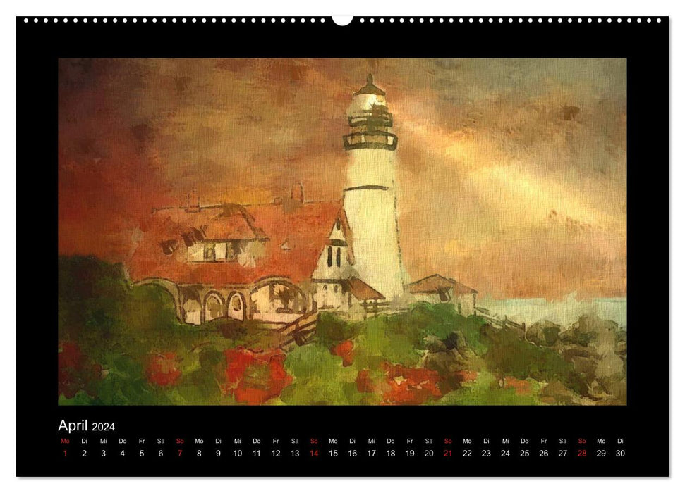 Lighthouses at night (CALVENDO wall calendar 2024) 