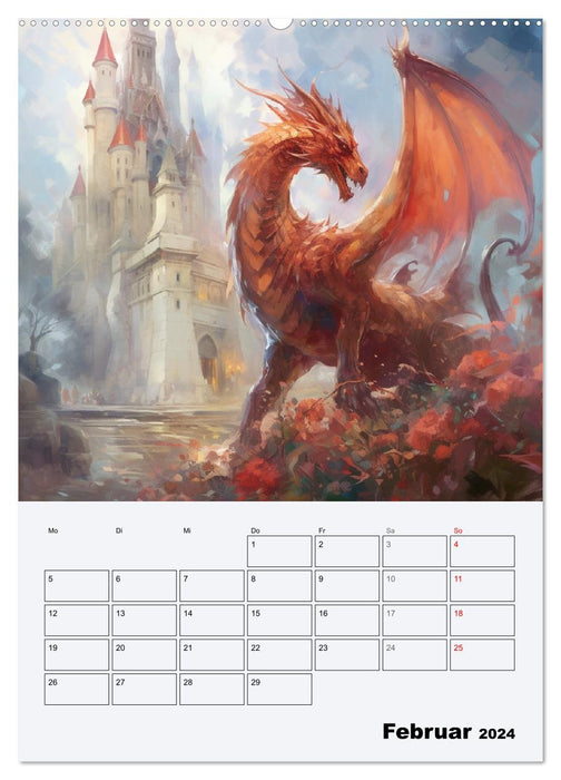 Dragonland. Dreaded mythical creatures in Gothic style (CALVENDO Premium Wall Calendar 2024) 