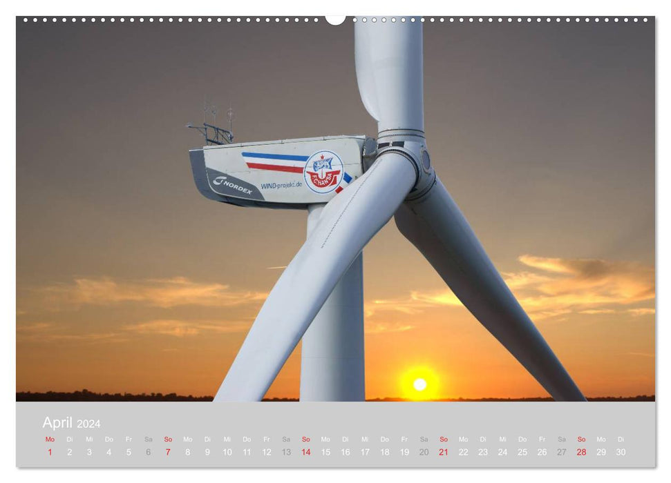 Wind turbines photographed from the air (CALVENDO wall calendar 2024) 