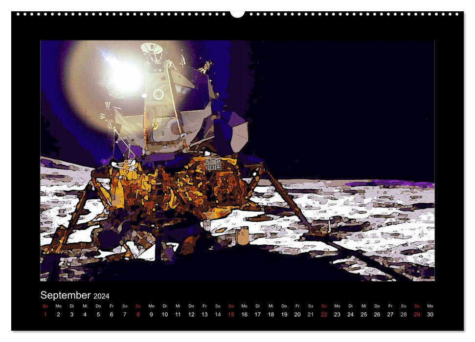 Landing On The Moon Like A Cartoon (CALVENDO Premium Wall Calendar 2024) 