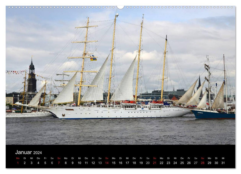 Departure parade of the Hamburg harbor birthday (CALVENDO Premium wall calendar 2024) 