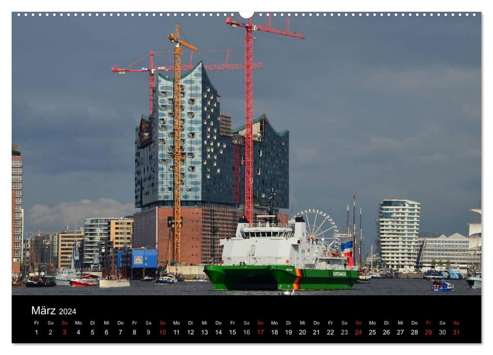 Departure parade of the Hamburg harbor birthday (CALVENDO Premium wall calendar 2024) 