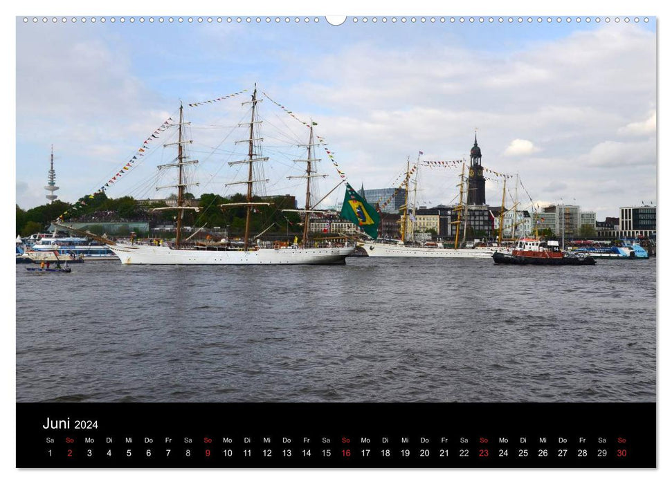 Departure parade of the Hamburg harbor birthday (CALVENDO Premium wall calendar 2024) 