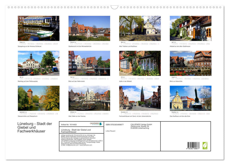 Lunebourg - ville aux pignons et aux maisons à colombages (calendrier mural CALVENDO 2024) 
