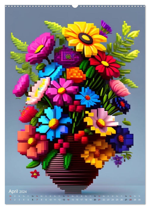 Bouquets de fleurs abstraits (Calendrier mural CALVENDO Premium 2024) 